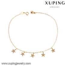 74965 atacado barato moda jóias 18 k cor do ouro design simples estrela forma tornozeleira com pequeno sino para senhoras